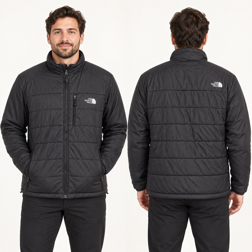 The North Face Black Puffer Jacket Mens XL Black Quilted Ripstop Zip Up